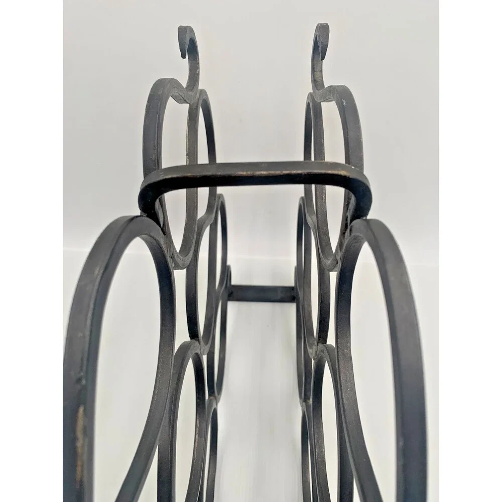 Vintage Elegant Heavy Duty Wrought Iron Scroll Wine Rack 10 Bottle Holder Black